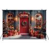Mocsicka Christmas Photography Backgrounds Xmas Tree Decor Family Festival Party Photo Backdrops Winter Snow Door Pattern Banner