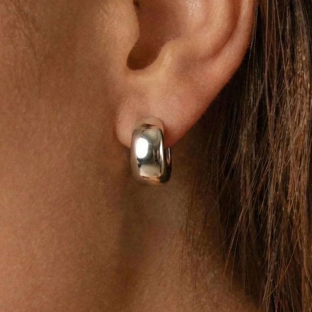 Simple C-Shaped Stainless Steel Stud Earrings - Smooth, Colorfast, Fashionable European and American Style Ear Jewelry