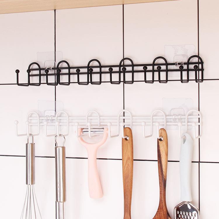 Wrought Iron Punch-Free Hanging Rack with Multifunctional Hooks for Under-Cabinet or Wardrobe Storage.