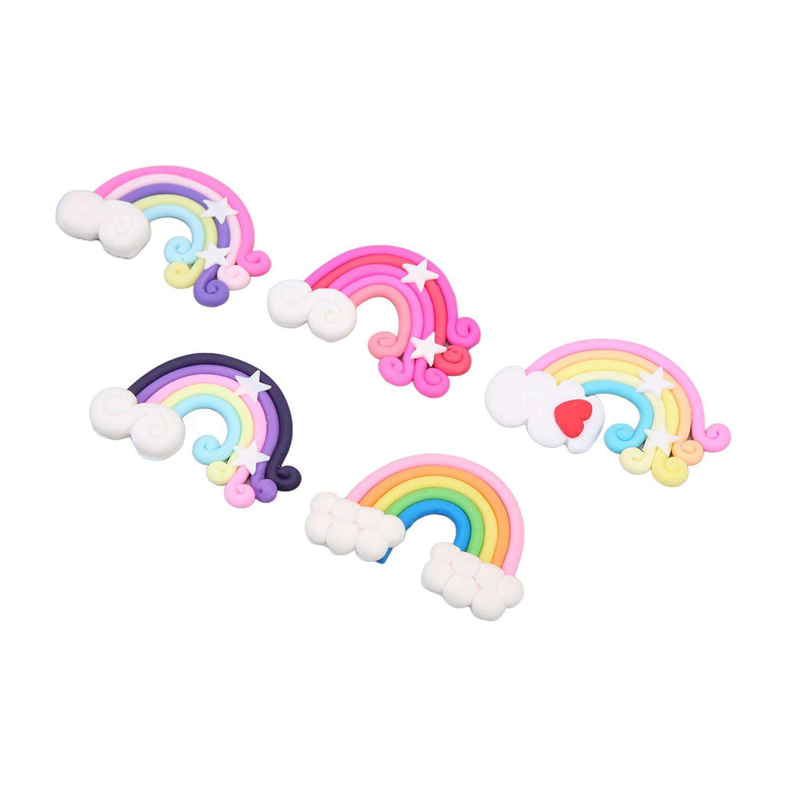

5Pcs Rainbow Clay Ornament Handcrafted Beautiful Colorful Micro Landscape Ornament for DIY Crafts