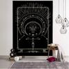 Witchcraft Tarot Tapestry Wall Hanging Black Khaki Sun Moon Starry Universe Geometric Pattern Dormitory Home Decoration Curtains