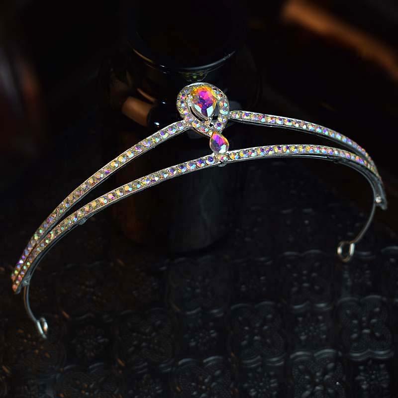 Super Fairy Like Bride Headwear Zircon Crystal Crown Colorful and Simple Princess Hepburn Style Hair Band Dress Accessories