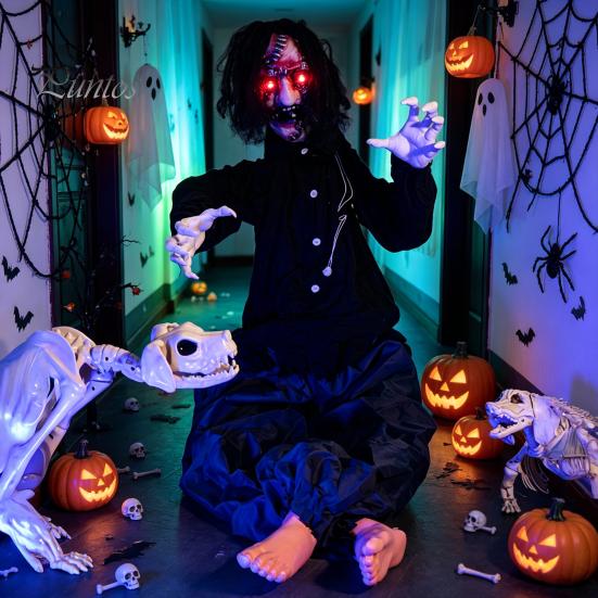 Decorazione Fantasma Zombie di Halloween Animata Attivata dal Suono, Spaventoso Oggetto di Scena per Casa Infestata con Movimento Spaventoso Attivato da Suono Ruggente,