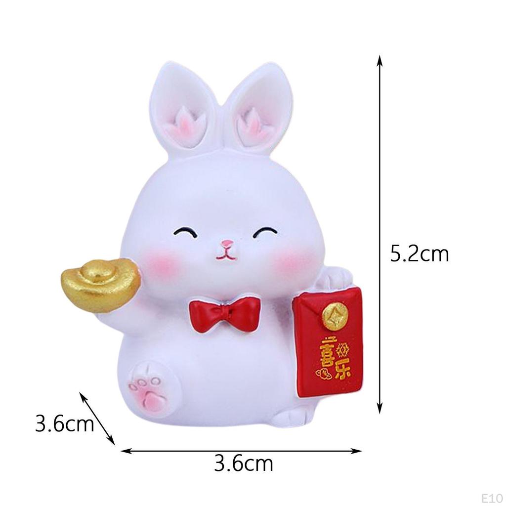Chinese Statue Car Dashboard Ornament Bunny Figurine for Office Holiday Decoration Gift