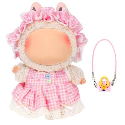 Sada oblečení Desing Wish pro 17cm panenku Lovebu, Plyšové oblečení, Roztomilé doplňky pro panenky, DIY doplňky pro 17cm plyšové hračky, Dárek pro děti (Růžová, Panenka