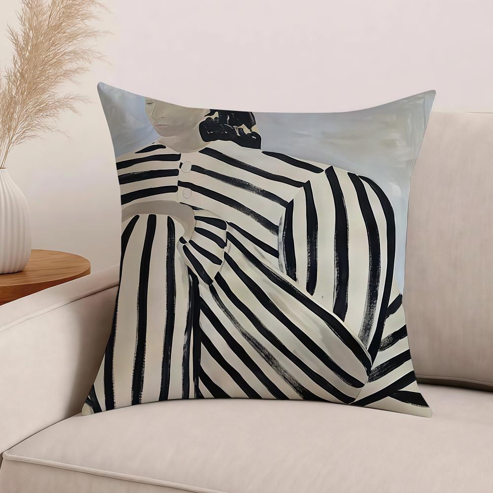 Scandinavian Art Geometric Abstract Line Girl Pillow Case Office Cushions Suitable For Sofa Car Bedroom Decorative Cushion Cover