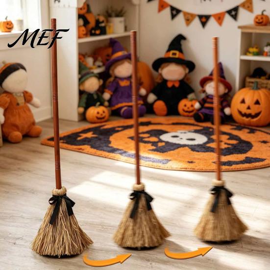 Tajemná dekorace na sváteční dům Halloweenský zvukový koště, Pohyblivá čarodějnická koště jako rekvizita s efekty, Slavnostní stolní ozdoba Strašidelná kouzelná hračka pro