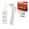3-socket Extension Cord with Grounding, 1.5 , White