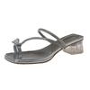 Rhinestone Cool Slippers Women's Summer Wear 2025 Fairy Stunning Thick Heel Sandals French Style with Bow New Skirt