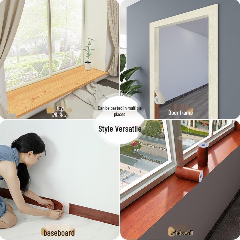 Wood Grain Self-Adhesive Veneer: 10m Decorative Strip for Covering Blemishes and Holes On Floors, Doors, and Furniture.
