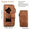 Women's Black Striped Cat Long Wallet Multi-functional Snap Button Coin Purse Ideal Gift for Cat Lovers Daily Use and Outdoor Activities