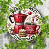 Vintage Farmhouse Tin Sign Merry Christmas Wall Decor, Rustic Holiday Welcome Plaque for Indoor Outdoor