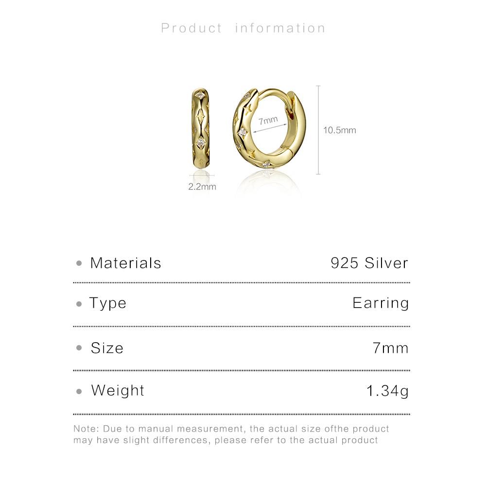 ANDYWEN 100% 925 Sterling Silver Gold 7mm Star CZ Hoops Women Hoops Rock Punk Fine Jewelry Valentiens Gift
