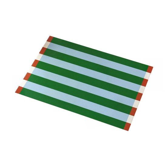 Yousheng Colorful Striped Placemat, Rectangular Artificial Leather Placemat, Heat Resistant Non-Slip Table Protector Mat for Home Dining