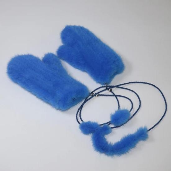 New Knitted Natural Mink Fur Gloves Women Winter Warm Good Elastic Mink Fur Mittens Russian Female Genuine Fur Glove