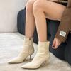 Spitze Zehenpartie Damen Elastische Kurze Stiefel Mode Seitliche Reißverschlüsse Schmale Stiefeletten Hoher Absatz Neu Herbst Winter Damenschuhe