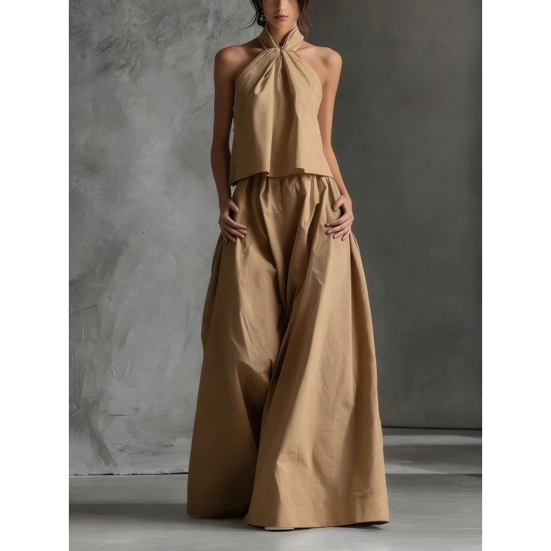 

2026 Summer European & American Sleeveless Top with High-Waisted Wide-Leg Pants Set for Women Extra Large