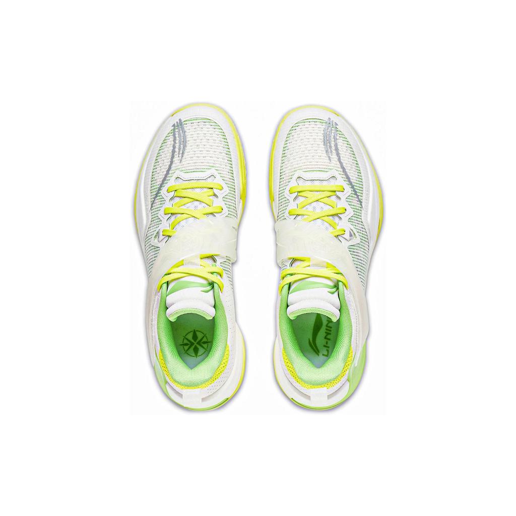 New LiNing Liren3 TEAM Cushioning Anti Slip And Wear Resistant Low Top Basketball Shoes Men's White Yellow Green ABAS095-5