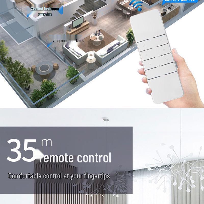 Smart Double Track Motorized Curtains for Duplexes with Voice Remote Control Compatible with Mi Home