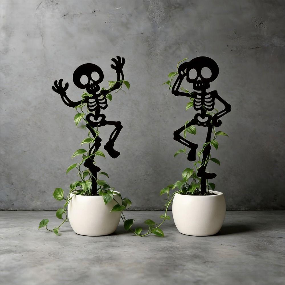 Dancing Skeleton Garden Stake Decorations Skull Humorous Art Stakes Garden Entry