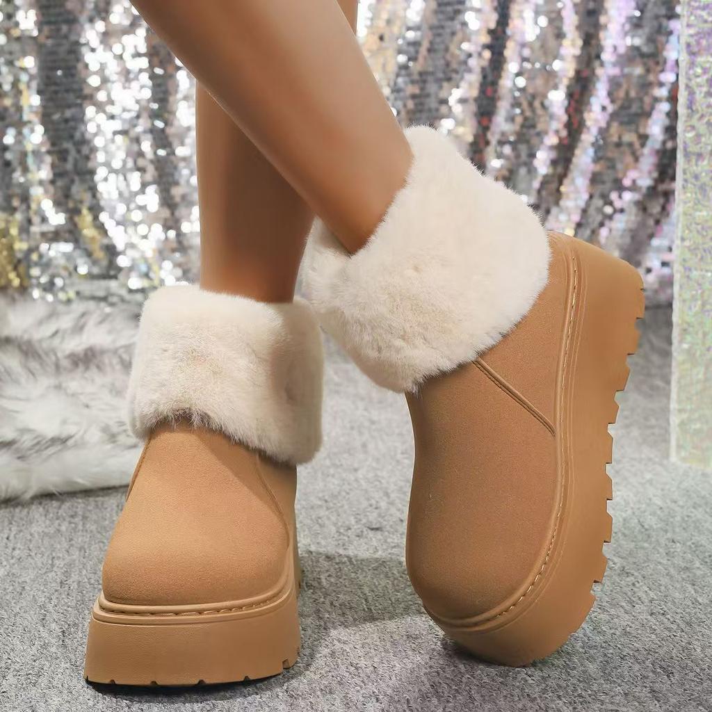 Northeast white heightening velvet thickened platform snow boots women's 2025 new winter warm and non-slip cotton shoes