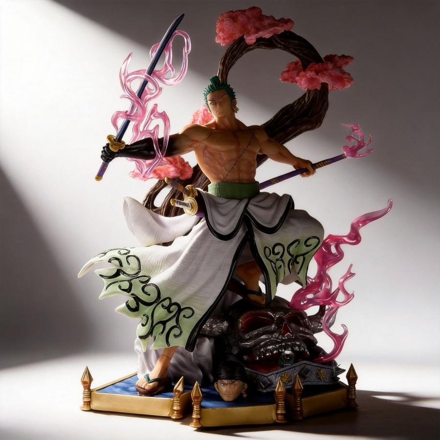 One Piece Wano Country Series Burning Wind Flowing Wind Demon Swordsman Zoro Statue Boxed Figure 35cm