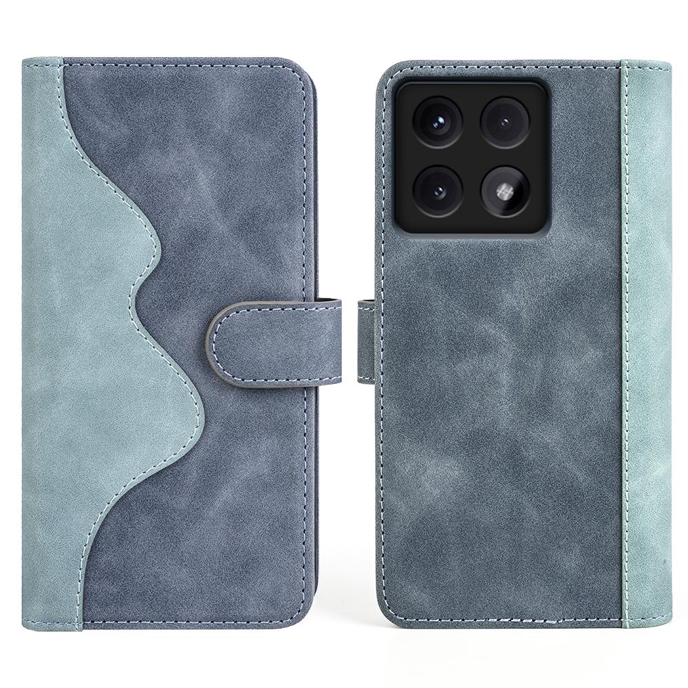 

For Xiaomi 14T Wallet Case Leather Phone Cover Splicing Color Blue