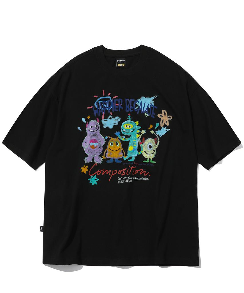 CPGN STUDIO Dtp Happy Day Short Sleeve T-Shirt Black