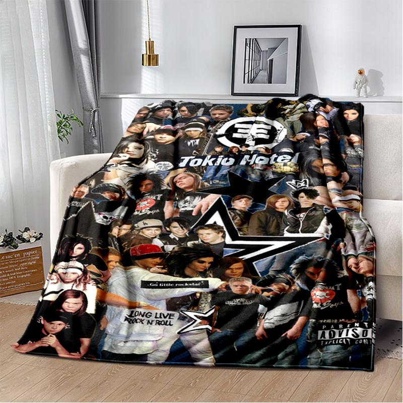 2025 New Style Tokio Hotel Rock Band Bill Tom Kaulitz Blanket,Soft Throw Blanket for Home Bedroom Bed Sofa Cover Kids Gift