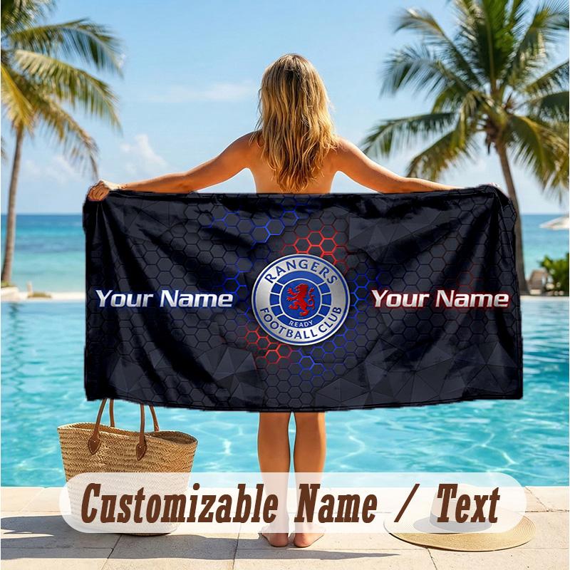 Custom Text Beach Towel, Soft Absorbent Swimming Multi-use TowelRangers FC