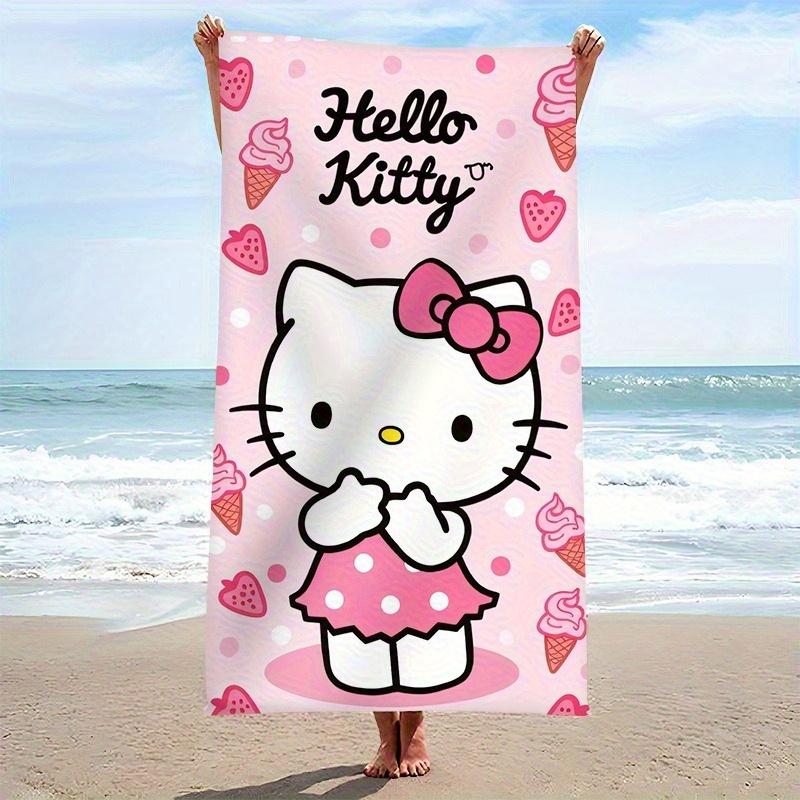 1pc Hello Kitty Beach Towel Single Sided 2D Print Quick Dry Microfiber Towel for Beach Pool Bath Cute Kawaii Aesthetic Vibe