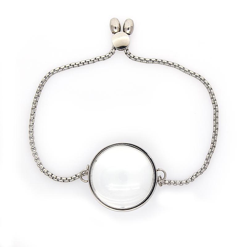 Edelstahl Doppel gekrümmtes Medaillon Armband Kette Glas Speicher Anhänger Schwimmendes Medaillon Armreif Füllbar DIY Schmuckherstellung