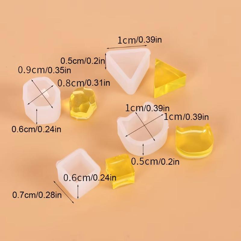 8 Harz-Ohrringformen in Katzenformen Miniatur-Silikonformen zur Herstellung von Quadraten, Dreiecken und mehrdimensionalen Designs