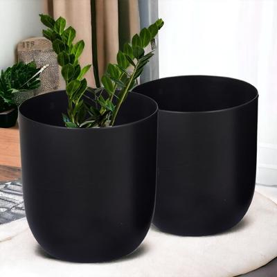 2 Pack 4.3 Inches Round Metal Planter for Home Decor, Pack of 2 (Black)
