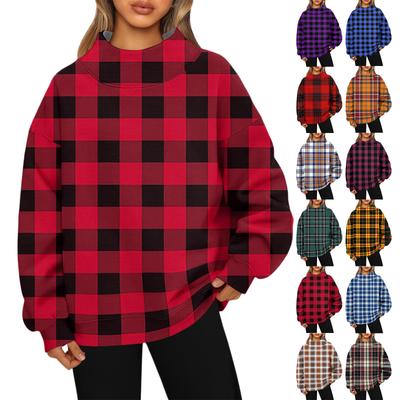 Ladies' Fashionable Printed Long Sleeved High Neck Sweatshirt Top