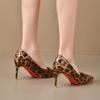 2025Retro Sexy Leopard Print Pump Women's Fashion High Heels Plus Size Single Shoe 35-42 Pointed Toe Thin Heels Party Dress Shoe