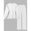 Damen Crewneck Sweatshirt & Hose mit Kordelzug, gerader Schnitt, 2-teiliges Set, bedrucktes lässiges Herbst-/Winter-Loungewear-Set