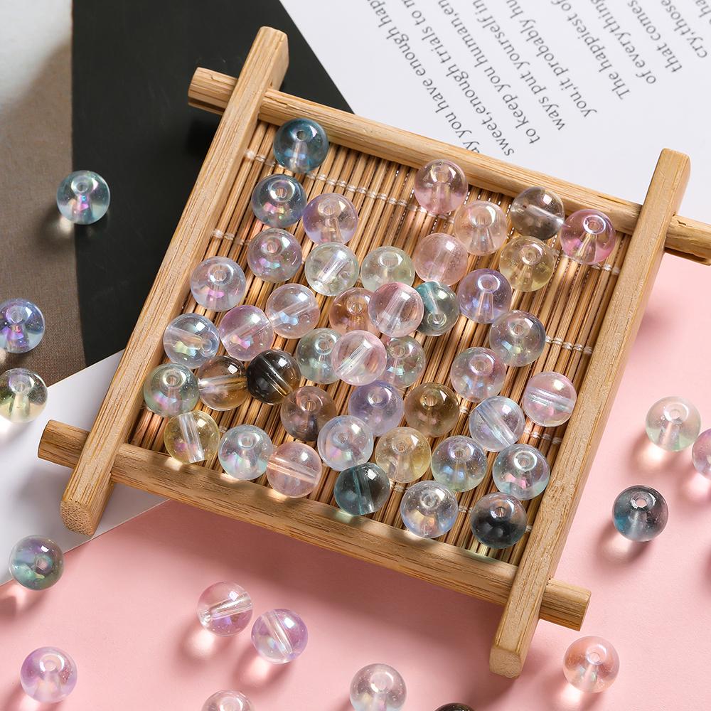 20/50/100pcs 4/6/8mm Colored Transparent Glass Beads Spacer Beads for DIY Earring Necklace Phone Chain Jewelry Making Findings