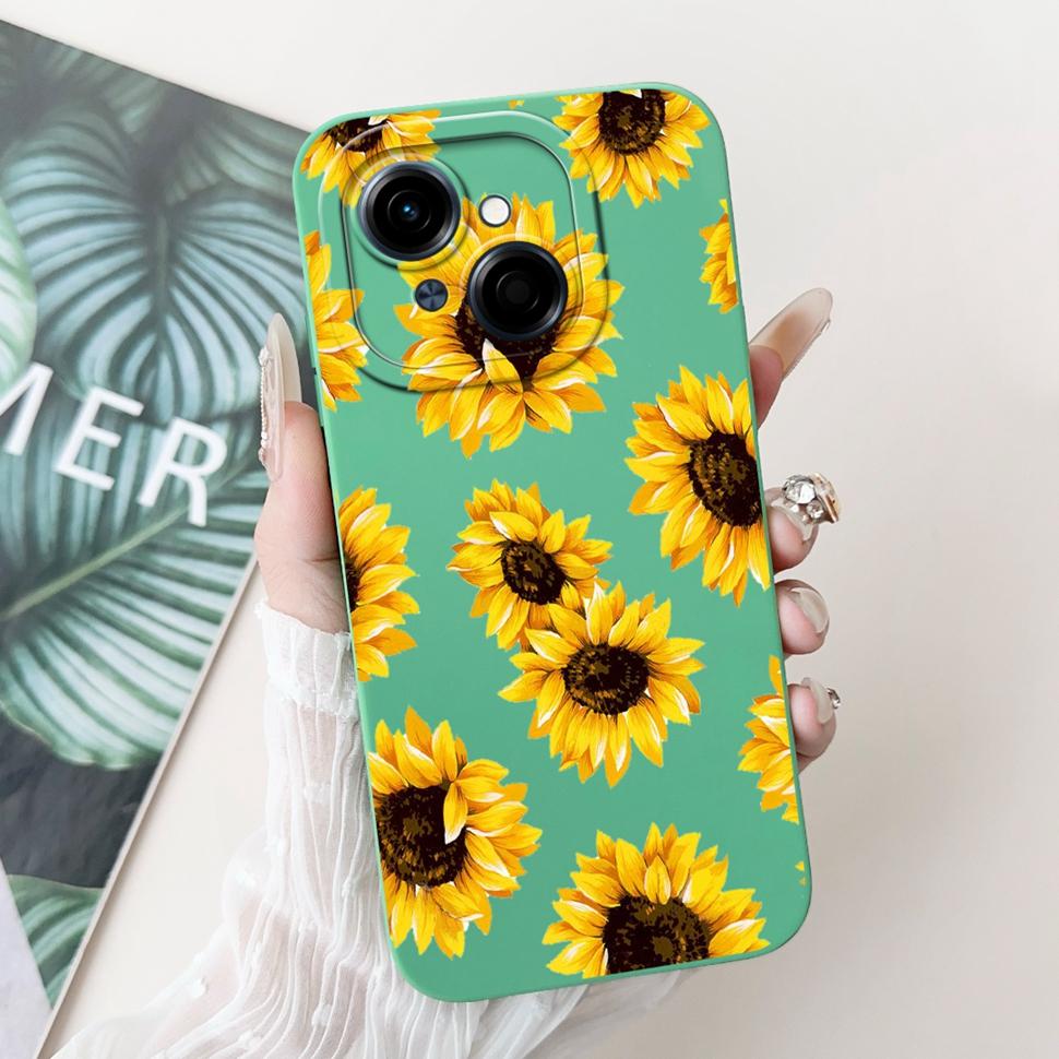 For Tecno Spark Go 1 Case Stylish Sunflower Butterfly Soft Silicone Phone Case For Tecno SparkGo 1 GO1 6.67" Cover Bumper
