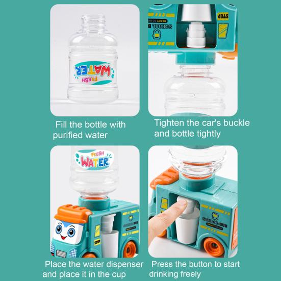 Mini Water Dispenser Bus 2 In 1 Press To Get Water Out Bottle Replaceable Pretend Play Funny Kids Water Dispenser Toy Children Gift