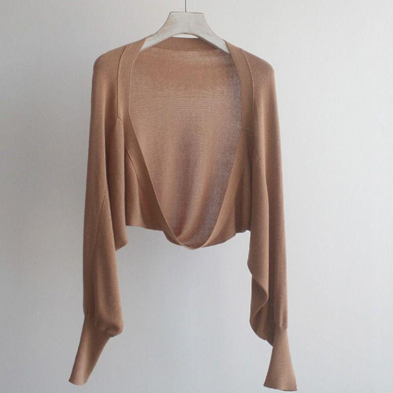 

Женский кардиган из французского ледяного шелка для защиты от солнца и комплект платья-майки – Легкая летняя шаль и накидка для кондиционирования воздуха L (53-57 kg) верблюд