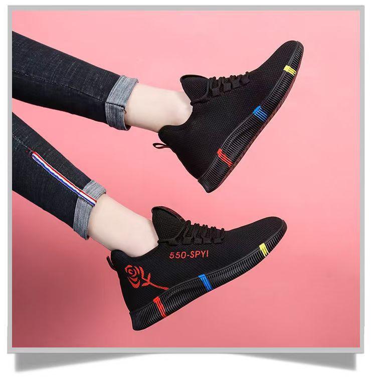 Ji Non-slip Women's Walking Shoes Lace-up Piled Thickened Comfortable and Lightweight Sports Shoes