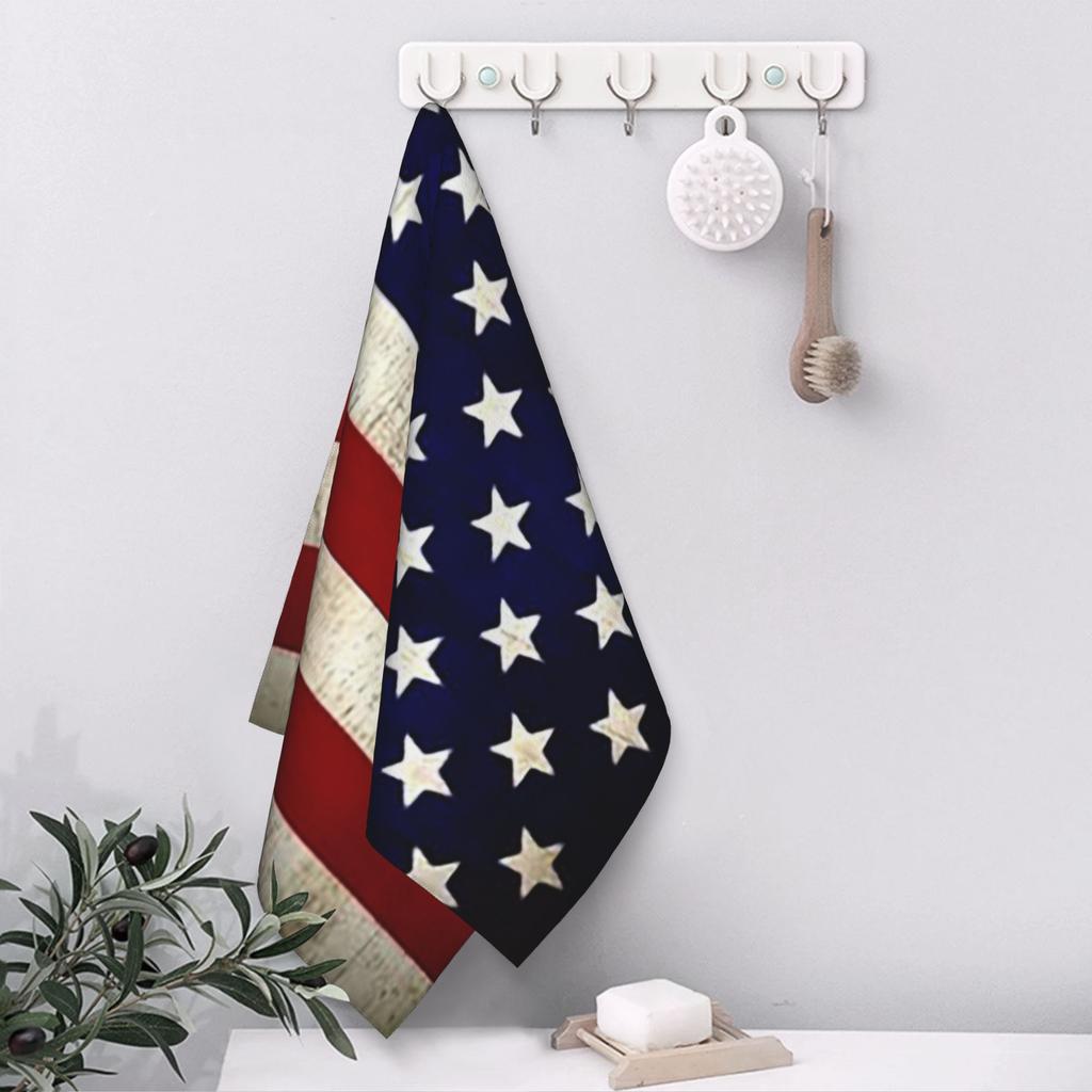 American USFlag Soft Face Towel Quick Dry Pool Bath Cotton Towels Breathable