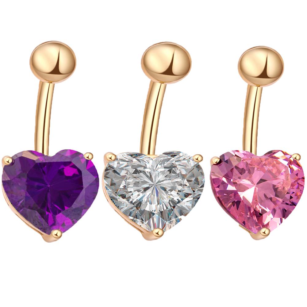 Exquisite Belly Button Rings Stylish Heart-shape Crystal Belly Nail Navel Rings Body Piercing Jewelry