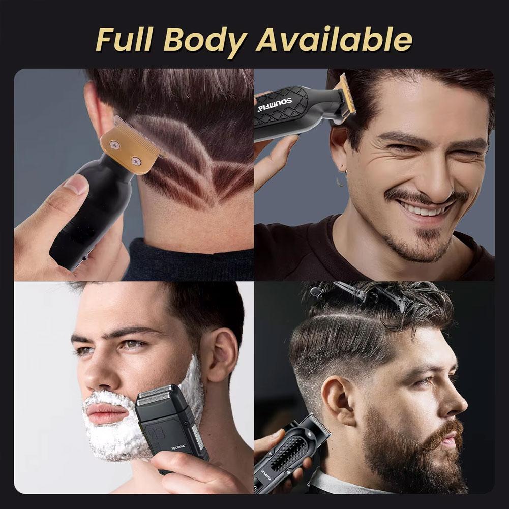Solimpia Hair Trimmer Shaver Portable 3-Piece Set for Stubble Shaving White Hair Brightening Precision Contour Carving
