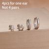 4 Stück Französisches Design Edelstahl Huggie Creolen Set Für Damen Anhänger Blumenkrone Zirkon Ohrstecker Piercing Schmuck