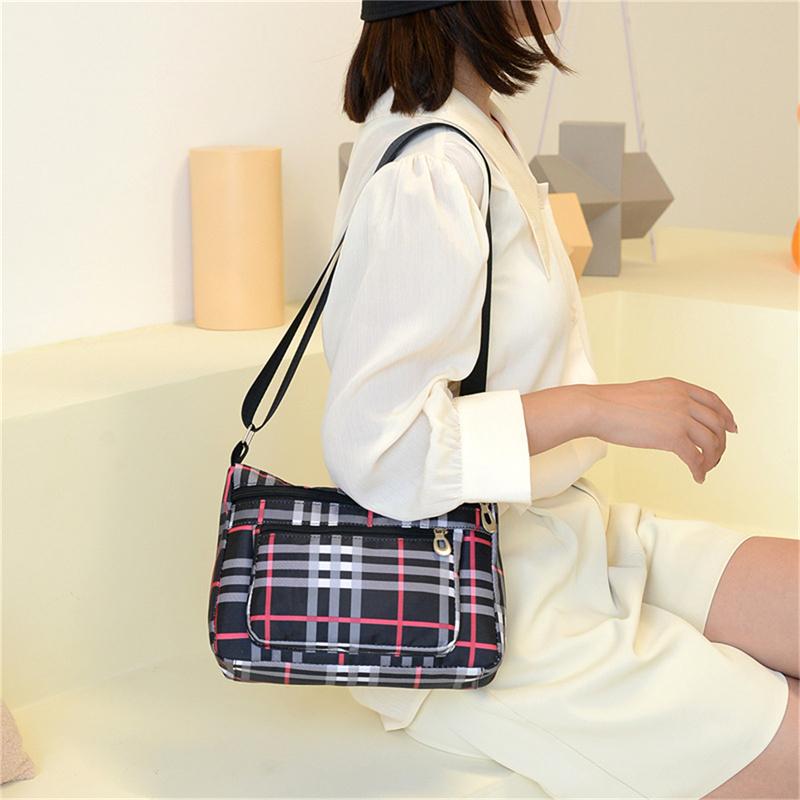 Buy Waterproof Oxford Cloth Largecapacity Multilayer Oneshoulder Messenger Nylon Bag Plaid