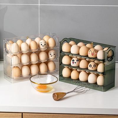 Egg Storage Rack, 3-layer Automatic Turning Egg Storage Box, Suitable for Refrigerator, Kitchen, 30 Large-capacity Storage Boxes