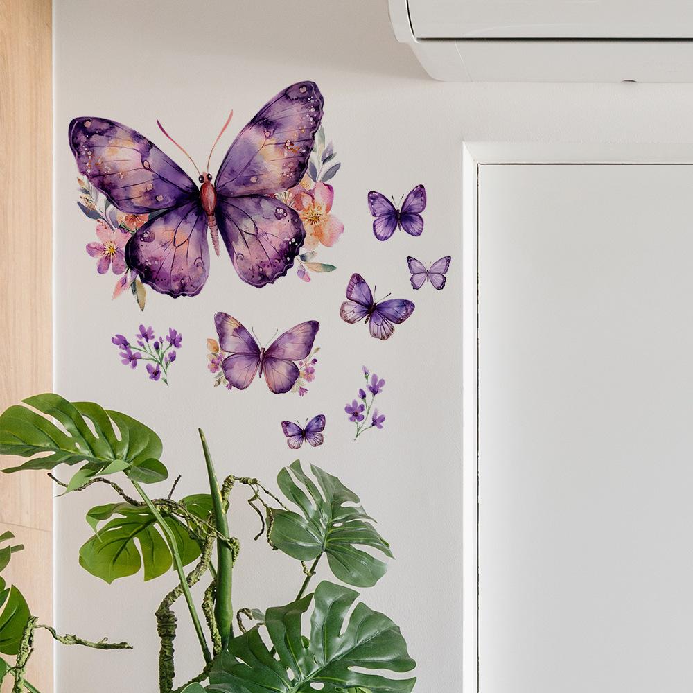 Fantasy Purple Butterfly Bedroom Living Room Entrance Home Background Beautification Decoration Wall Stickers