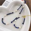 Colar de contas Meier Natural lapis lazuli & pérola de água doce natural barroca - gargantilha feminina com cristal emendado